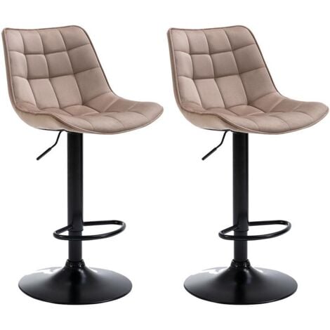 Sgabello da bar Velluto e Metallo Beige - Lotto di 2 - LIMA II
