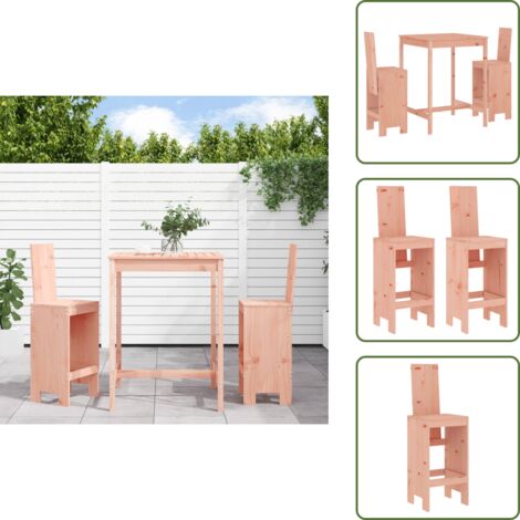 Sgabello da bar - vidaXL Set da Bar da Giardino 3 pz in Legno Massello di Douglas - Mobili da giardino
