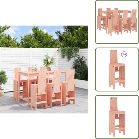 Sgabello da bar - vidaXL Set da Bar da Giardino 7 pz in Legno Massello di Douglas - Set da bar