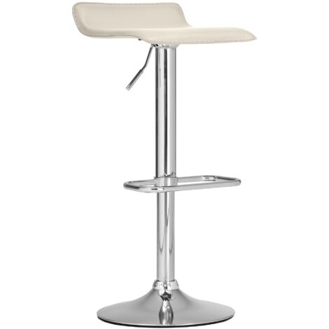 Sgabello da bar x1 con poggiapiedi sedile girevole a 360° design semplice crema PVC e metallo cromato 100004800
