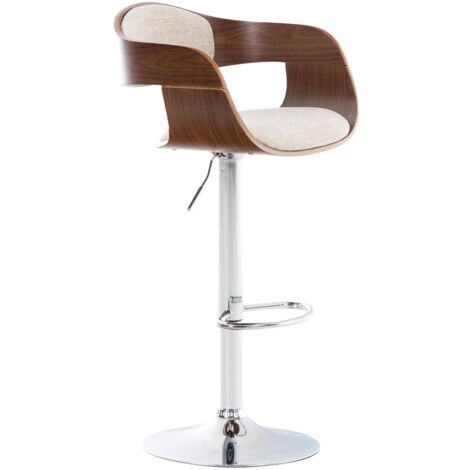 Sgabello da bar x1 design scandinavo in tessuto crema e struttura in legno color noce 100005046