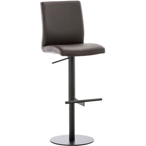 Sgabello da bar x1 regolabile in altezza e girevole a 360° piattaforma in metallo nero tondo seduta in PVC marrone 100004570