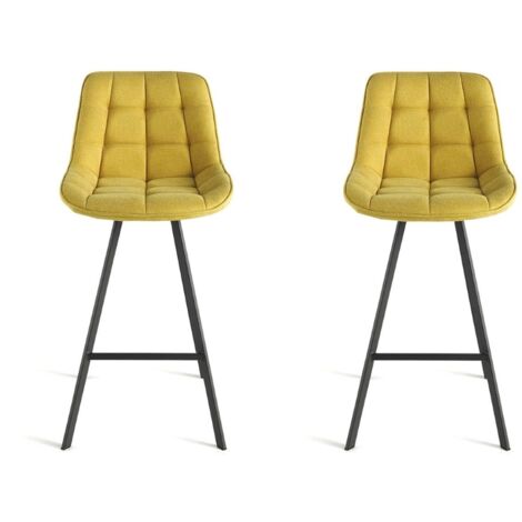 Sgabello da cucina in tessuto Giallo gambe metallo FRIEDIC Set 2 pz