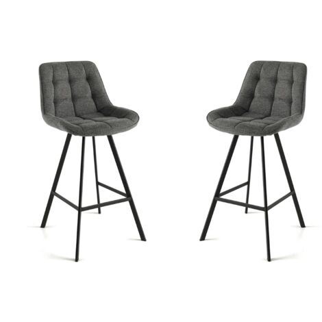 Sgabello da cucina in tessuto Grigio Fumo gambe metallo FRIEDIC Set 2 pz