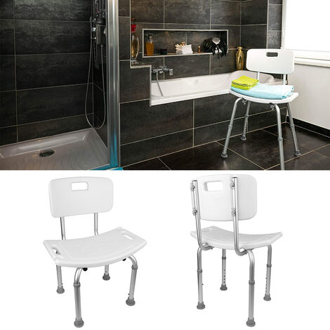 Sgabello da doccia Haloyo®, regolabile in altezza, antiscivolo,on schienale,51x26x71-83.5 cm,bianco