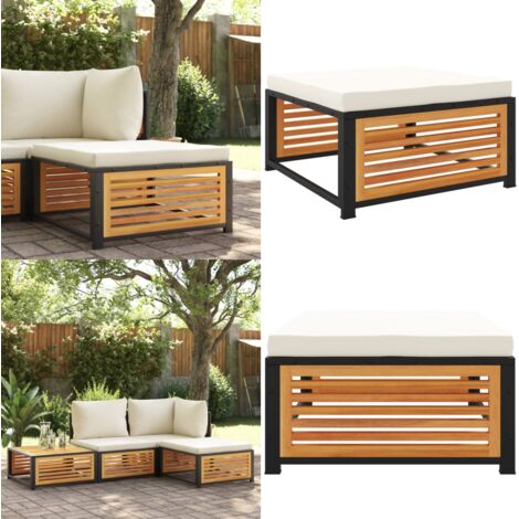 Sgabello da Giardino con Cuscini 68x68x30 cm Massello Acacia - Sgabello in legno - Sgabello da esterno