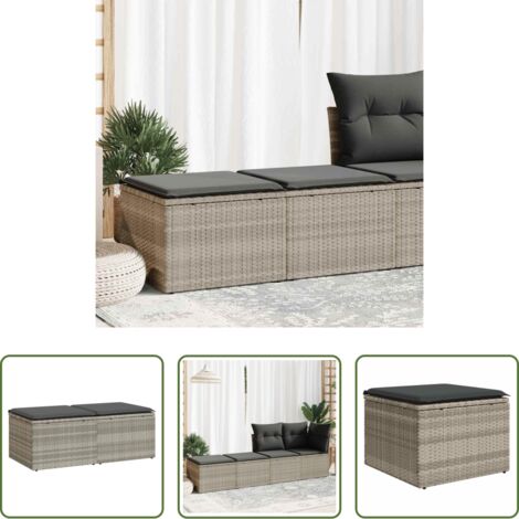 Sgabello da giardino -  Divano Giardino 2pz con Cuscini Grigio Chiaro Polyrattan Acacia