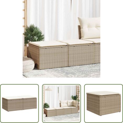 Sgabello da giardino -  Set Divano da Giardino 2 pz con Cuscini Beige Polyrattan Acacia