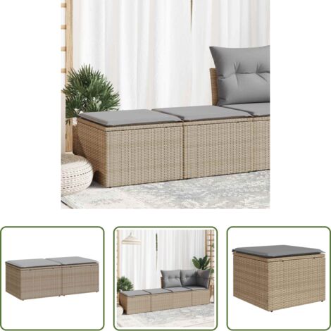 Sgabello da giardino -  Set Divano da Giardino 2 pz con Cuscini Beige Polyrattan Acacia