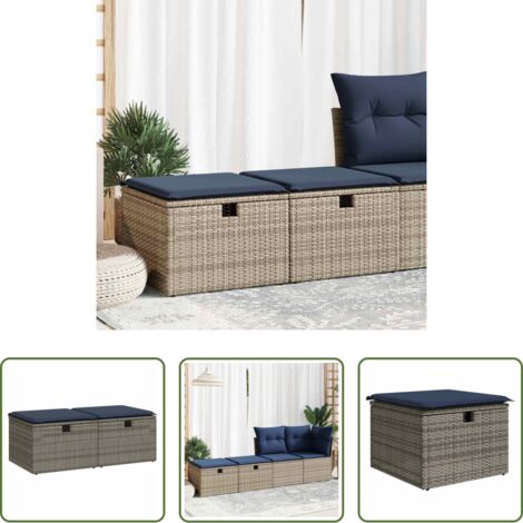 Sgabello da giardino -  Set Divano Giardino 2 pz con Cuscini Grigio Polyrattan Acacia