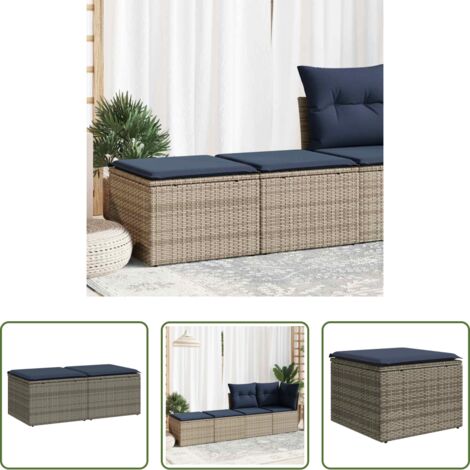 Sgabello da giardino -  Set Divano Giardino 2 pz con Cuscini Grigio Polyrattan Acacia