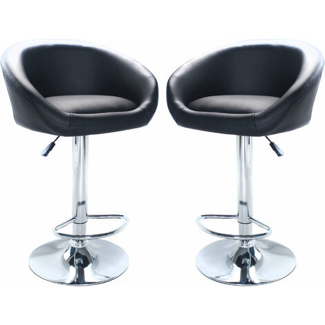 Sgabello da interno con struttura regolabile in acciaio e seduta in ecopelle imbottito Big Skin -  Black