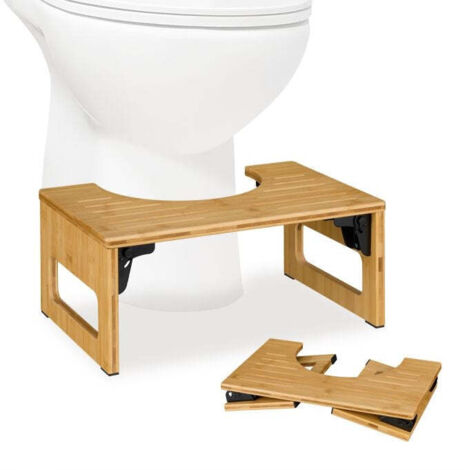 Sgabello da toilette pieghevole in bambù