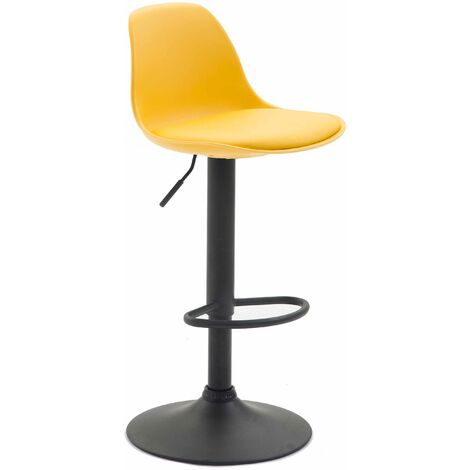 Sgabello di design KIEL in polipropilene e similpelle nero giallo