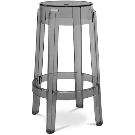PRIVATEFLOOR Sgabello di design trasparente - 65 cm - Victoria Queen Grigio chiaro - PC, PPa