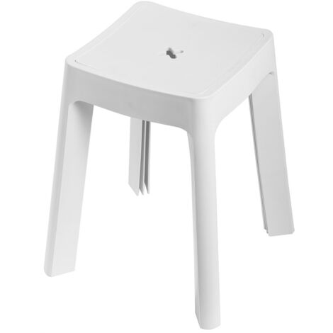 Sgabello doccia con contenitore sedia per vasca bianco in resina mod. Keope