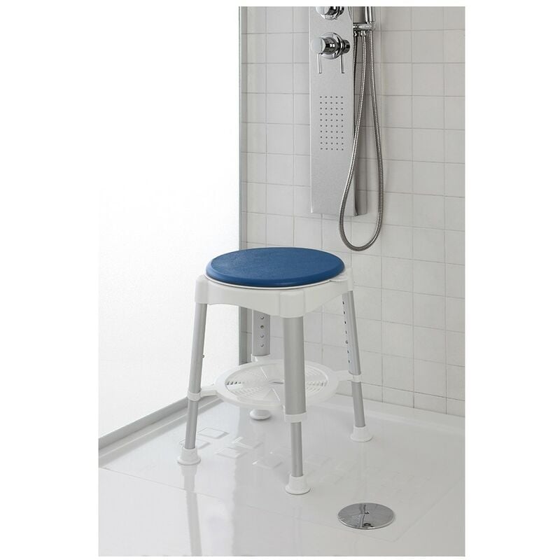 Sgabello doccia girevole altezza regolabile 41-58 cm portata max 150 kg