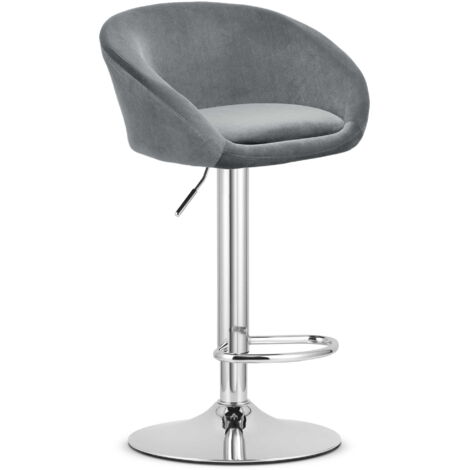 Sgabello EAST - grigio velluto / base cromata