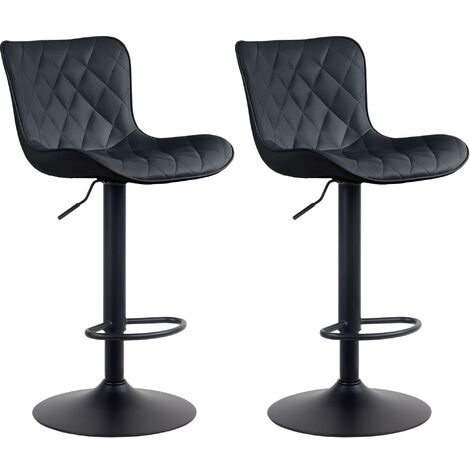 Sgabello Emma Bar Set di 2 nero Finta pelle