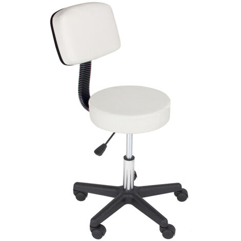 Sgabello Estetista Girevole Schienale Seduta in Ecopelle Salone Studio Bianco