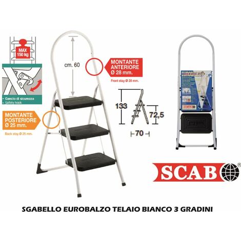 Sgabello Scala Scaletta Eurobalzo in Metallo 2 Gradini Scab