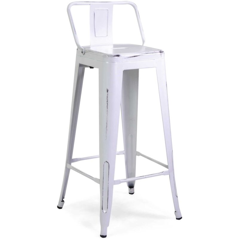 Sgabello ferro new bristol bianco antico con