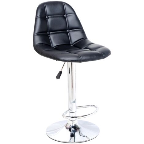 Sgabello girevole Button nero elevazione a gas 89   111 cm seduta 52 x 44 cm acciaio cromato