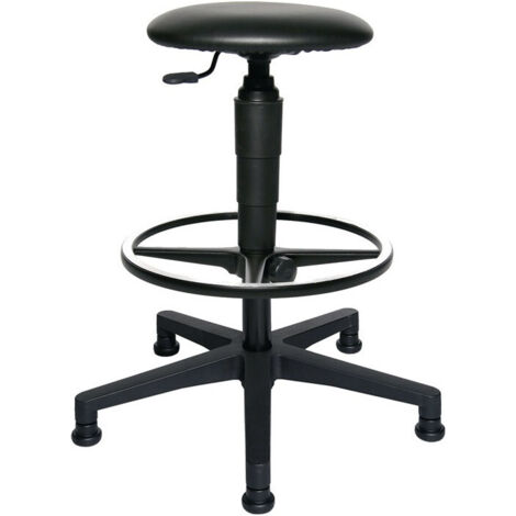 Sgabello girevole con piedini Rivestimento in pelle sintetica nero Altezza seduta 540-800mm TOPSTAR