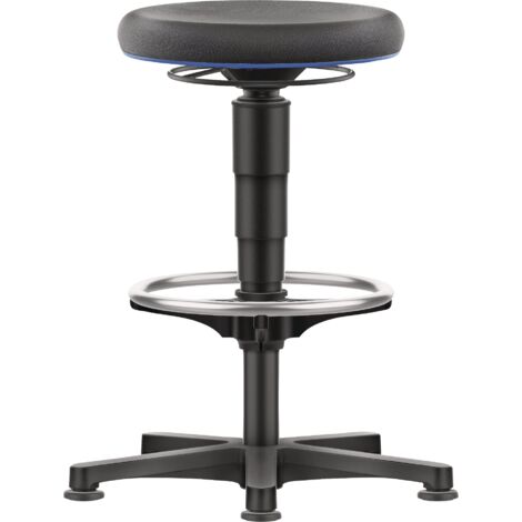 Sgabello girevole con rotelle, anello di base e piedistallo Supertec nero