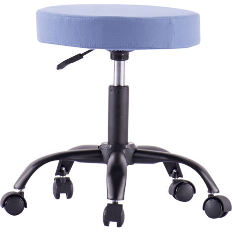 Sgabello Girevole con Ruote, Altezza Regolabile, Tessuto Sfoderabile Blu Azzurro, Design Moderno e Comfort Ottimale