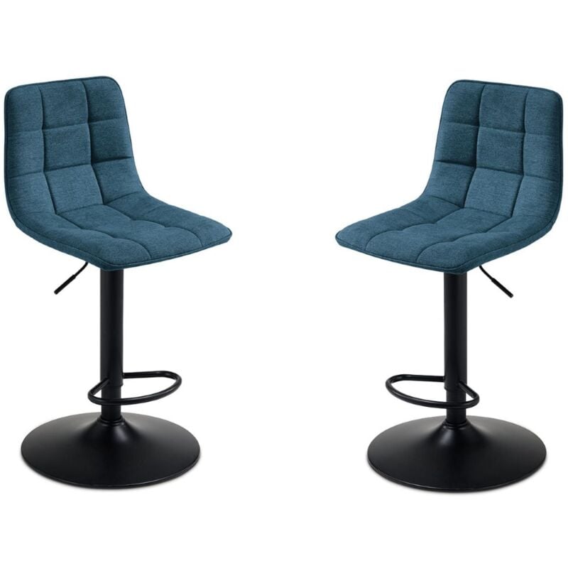 Sgabello girevole in tessuto Blu gambe metallo