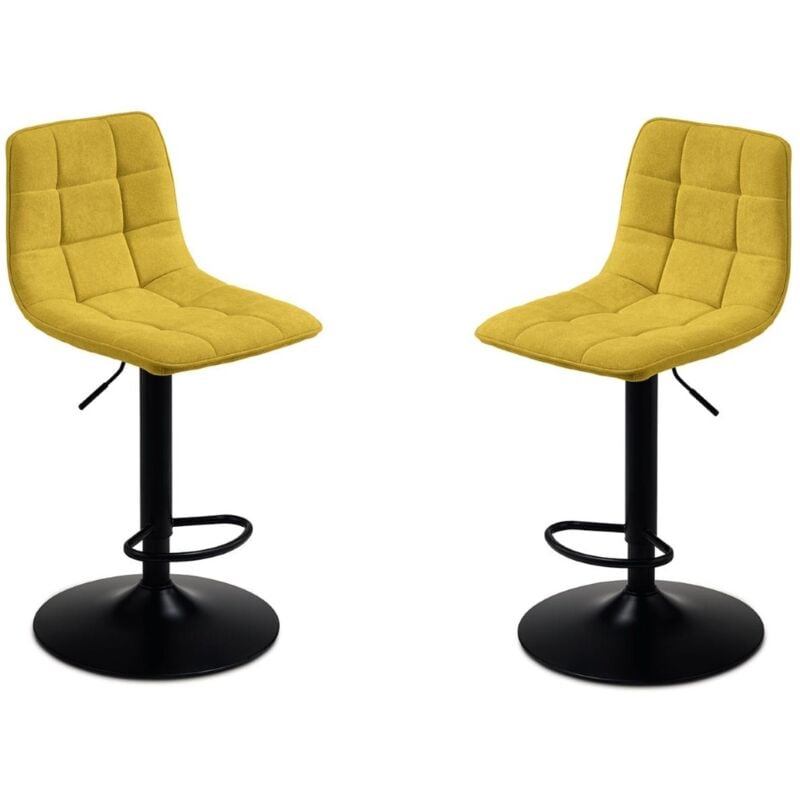 Sgabello girevole in tessuto Giallo gambe metallo