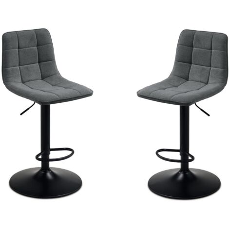 Sgabello girevole in tessuto Grigio Scuro gambe metallo KATERINE 2 pezzi