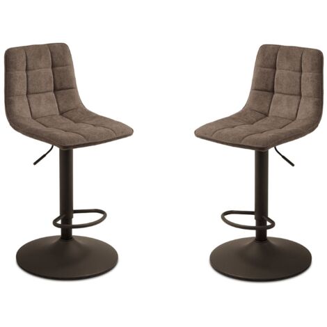 Sgabello girevole in tessuto Marrone gambe metallo KATERINE 2 pezzi