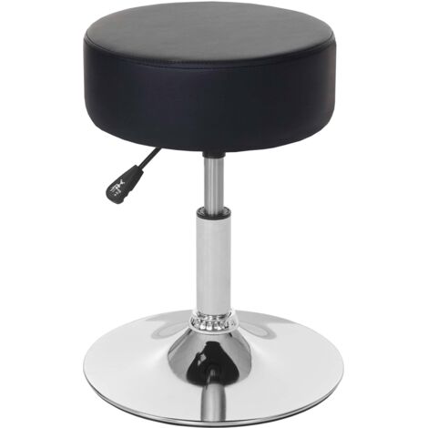 Sgabello girevole regolabile moderno HHG-173 cromato ecopelle Ø 35cm nero