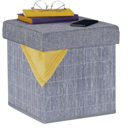 Sgabello grigio con vano portaoggetti