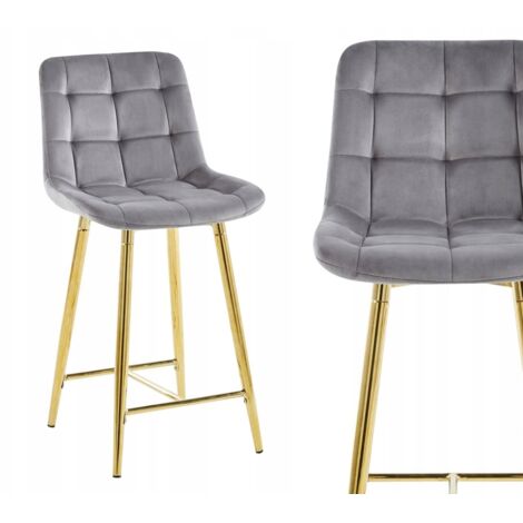 Sgabello grigio velluto H1-FX (struttura oro)