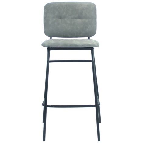 Sgabello gris de ecopiel con patas negras Cómodo y moderno