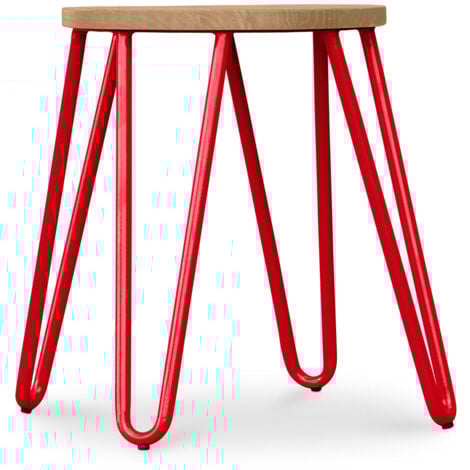 Sgabello Hairpin - 42cm - Legno chiaro e metallo Rosso