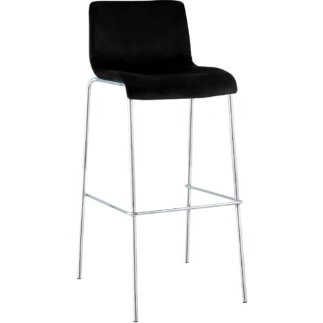 Sgabello Hover Velluto Base a Quattro Gambe Cromata nero