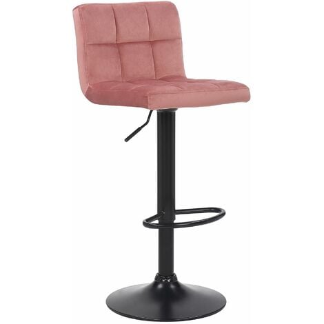 Sgabello imbottito bar Feni in velluto rosa