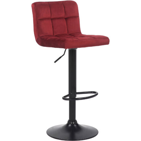 Sgabello imbottito bar Feni in velluto rosso