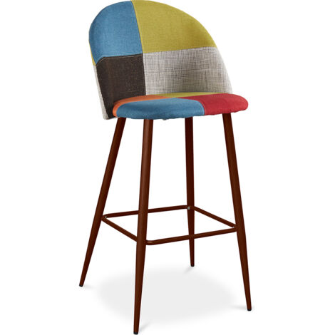 Sgabello Imbottito in Patchwork - Stile Scandinavo - Simona Multicolore