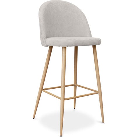 Sgabello imbottito in tessuto - Design scandinavo - 76cm - Evelyne Crema