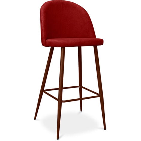 Sgabello imbottito in tessuto - Design scandinavo - 76cm - Evelyne Rosso