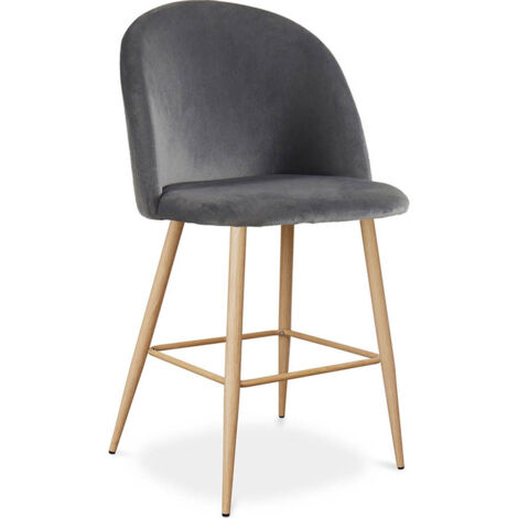 Sgabello imbottito in velluto - Design scandinavo - 66cm - Evelyne Grigio scuro