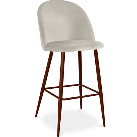Sgabello imbottito in velluto - Design scandinavo - Evelyne Grigio chiaro