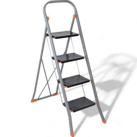 Sgabello in acciaio con gradini e portata 150 kg verniciato con brillanti - 3 gradini