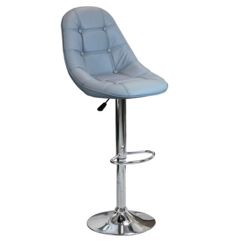 Sgabello in acciaio e ecopelle da interno bar con altezza regolabile Silver Round -  Black