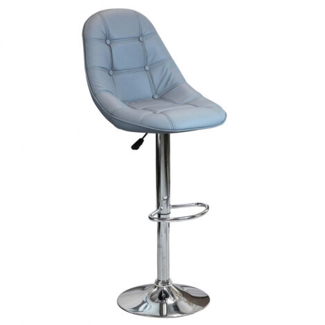 Sgabello in acciaio e ecopelle da interno bar con altezza regolabile Silver Round - Black